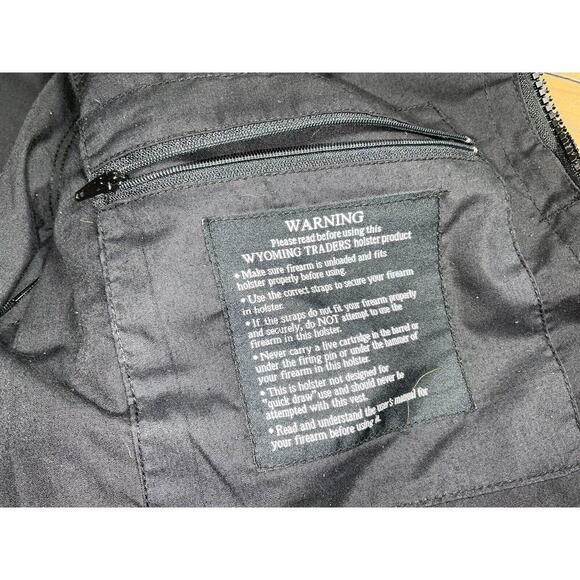 Wyoming Traders Western Black Vest Conceal Carry Full Zip Large Corduroy Collar - Picture 11 of 14